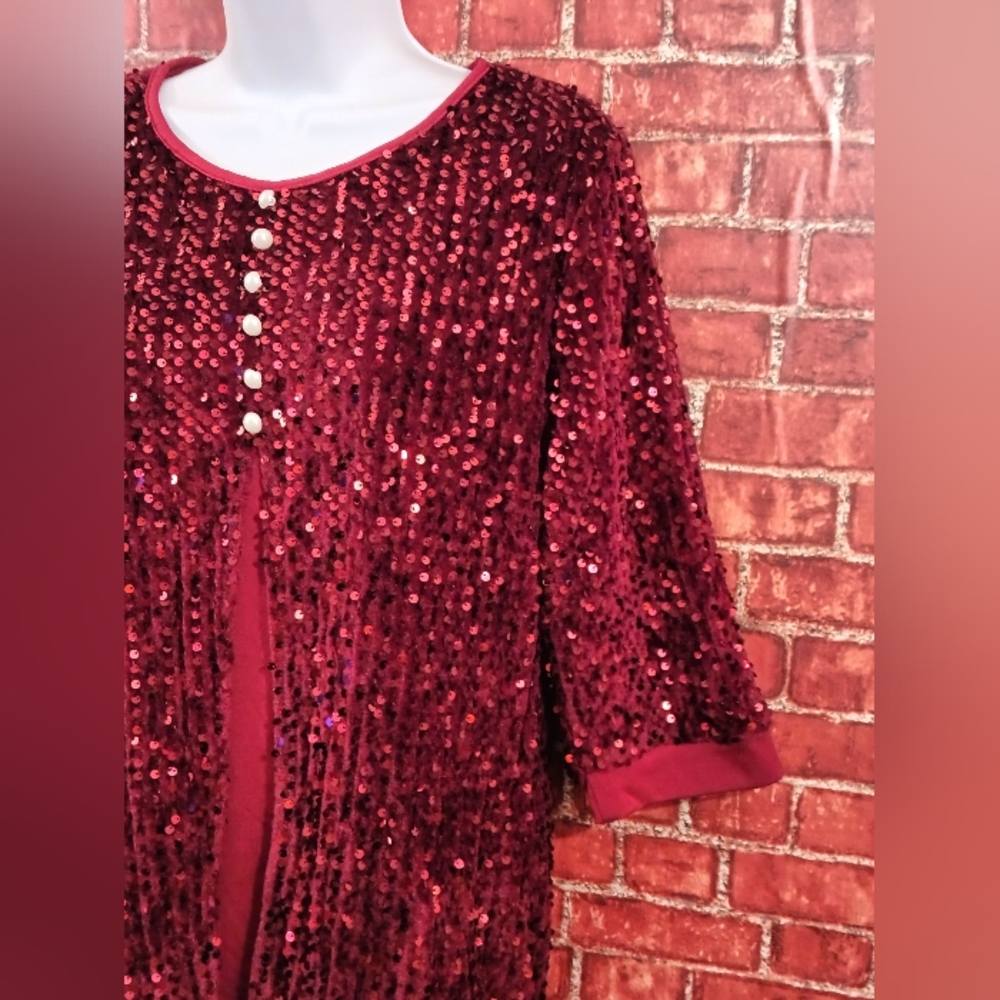 Sequins Wine Tunic Top - Picture 6 of 10
